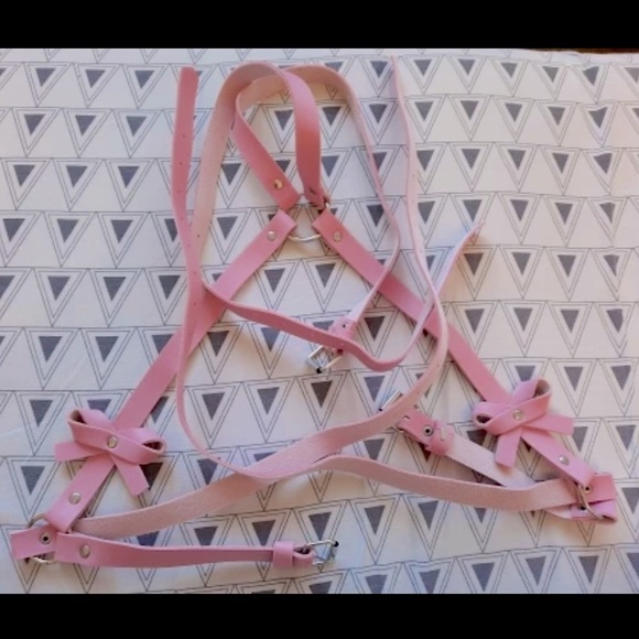 Pink PU Leather Bow Garter Belt - Picture 4 of 6